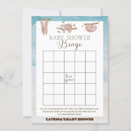 Sloth Baby Shower - Editable Namn, 5x7 Inbjudningar