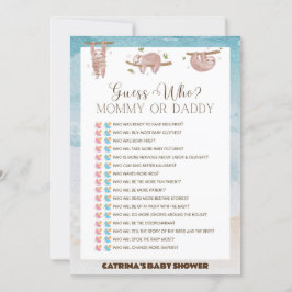 Sloth Baby Shower - Editable Namn, 5x7 Inbjudningar