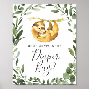 Sloth Baby Shower Gissa vad som finns i papperskor Poster