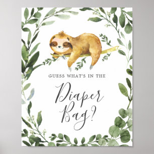 Sloth Baby Shower Gissa vad som finns i papperskor Poster