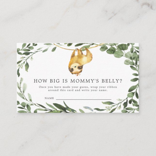 Sloth Baby Shower Hur stort är Mamma Belly Card Tilläggskort (Framsida)