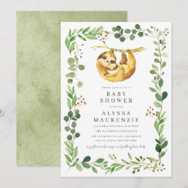 Sloth Baby Shower Invitation Inbjudningar
