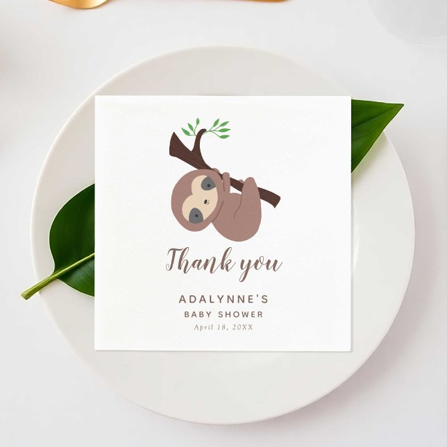 Sloth Baby Shower Jungle Party Gender Neutral Pappersservett (Skapare uppladdad)