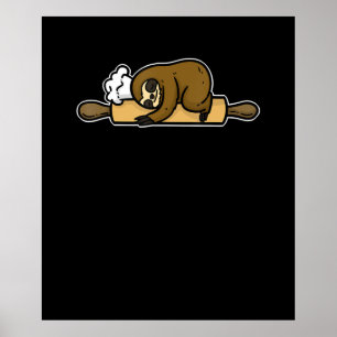 Sloth baker   Lustig, söt kock   Kökgåva Poster