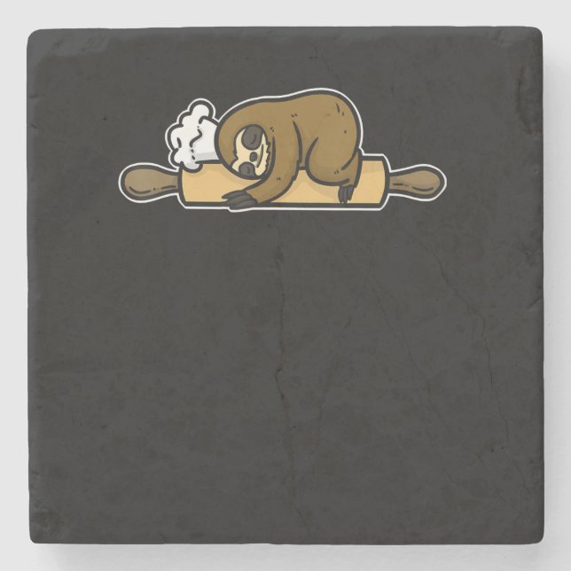 Sloth baker | Lustig, söt kock | Kökgåva Stenunderlägg (Framsidan)