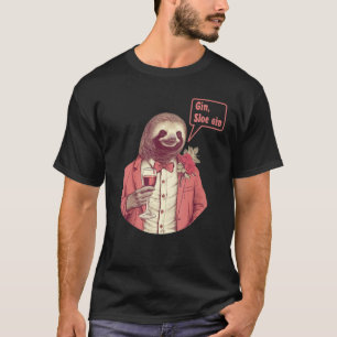 Sloth Bartender Drinking a Cocktail Joke Manar och T Shirt