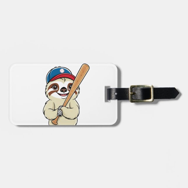 Sloth Baseball Player Bagagebricka (Horisontell Framsida)