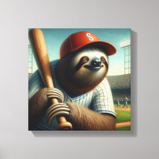 Sloth Baseball Player Canvastryck