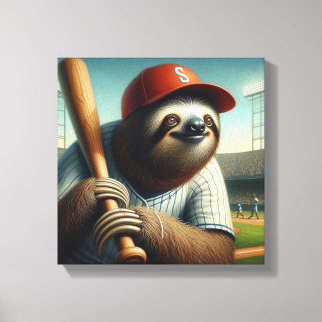 Sloth Baseball Player Canvastryck (Framsida)