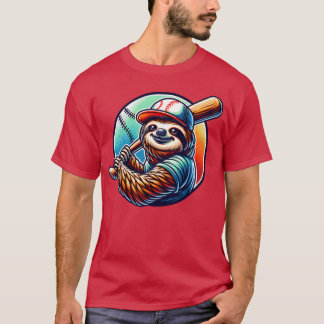 Sloth Baseball Player Funny Sports Design boy frie T Shirt