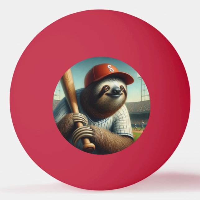 Sloth Baseball Player Pingisboll (Framsidan)
