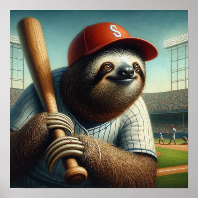 Sloth Baseball Player Poster (Framsidan)