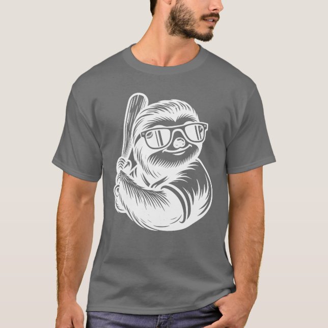 Sloth Baseball Player Sports Silhouette friends gi T Shirt (Framsida)