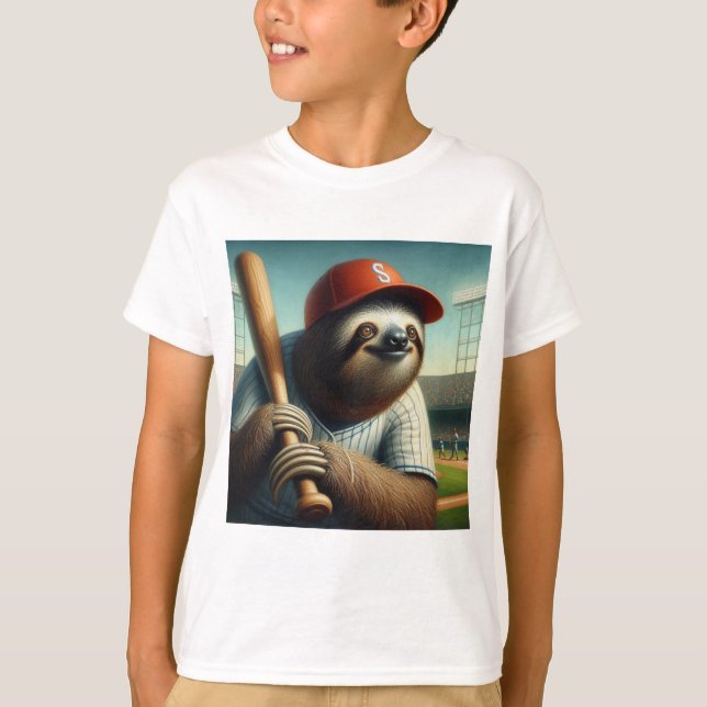 Sloth Baseball Player T Shirt (Framsida)