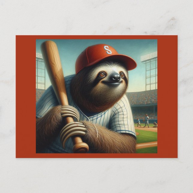 Sloth Baseball Player Vykort (Framsida)