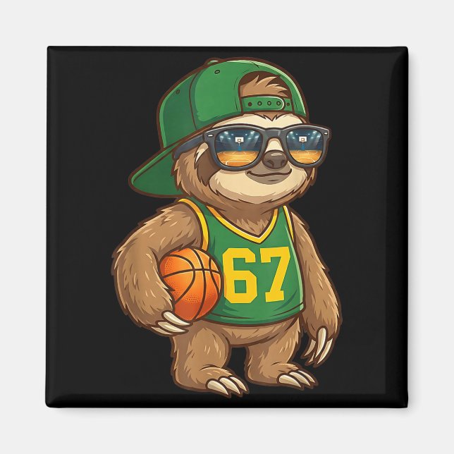 Sloth Basketball 67 Gen Alpha Slang Srts Men Boys  Magnet (Framsidan)