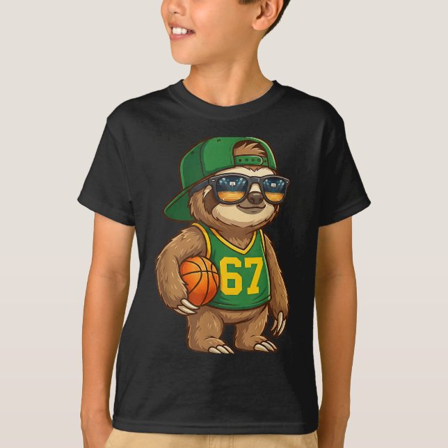 Sloth Basketball 67 Gen Alpha Slang Srts Men Boys  T Shirt (Framsida)