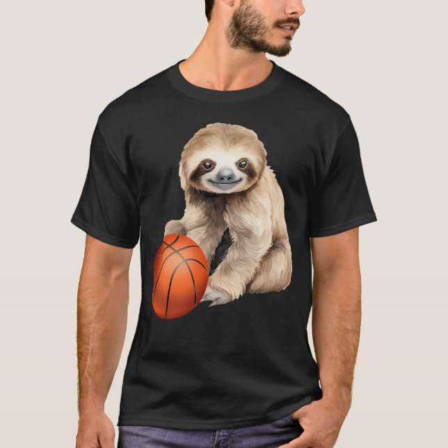 Sloth Basketball funny Sloth Holding Basketball Sl T Shirt (Framsida)
