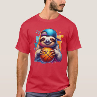Sloth Basketball Player Funny Sports Design funny  T Shirt
