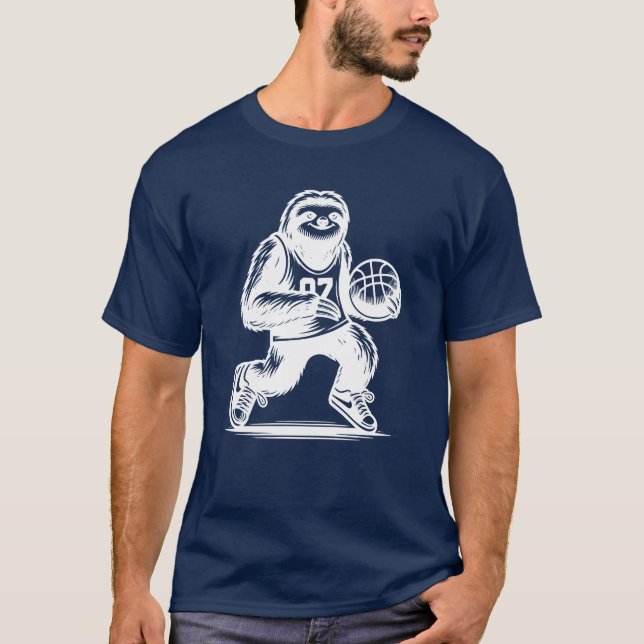 Sloth Basketball Player Sports Silhouette girl boy T Shirt (Framsida)