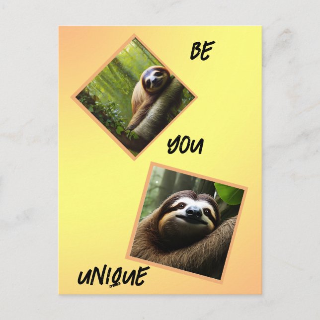 Sloth "be you Unique", Helg Vykort (Framsida)