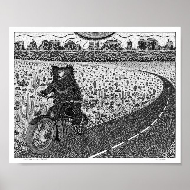Sloth Bear on Motorcycle #2 Poster (Framsidan)