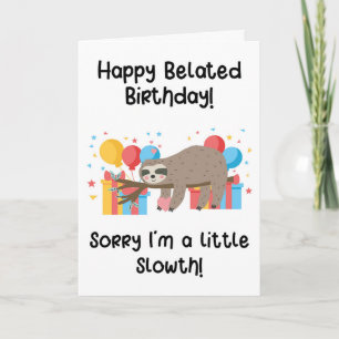 Sloth Belet Birthday Card Kort