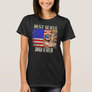 Sloth Best Sloth Pappa någonsin Patriotic American T Shirt
