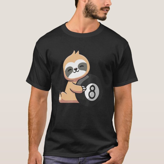 Sloth Billiard Cute Sloth Holding Billiard Boll Sp T Shirt (Framsida)