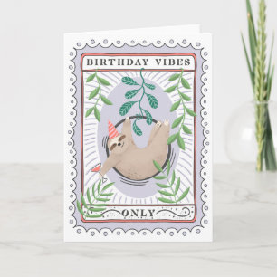 Sloth Birthday Card Aerial Ring Sloth Kort