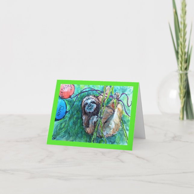 Sloth Birthday Card Tack Kort (Framsida)