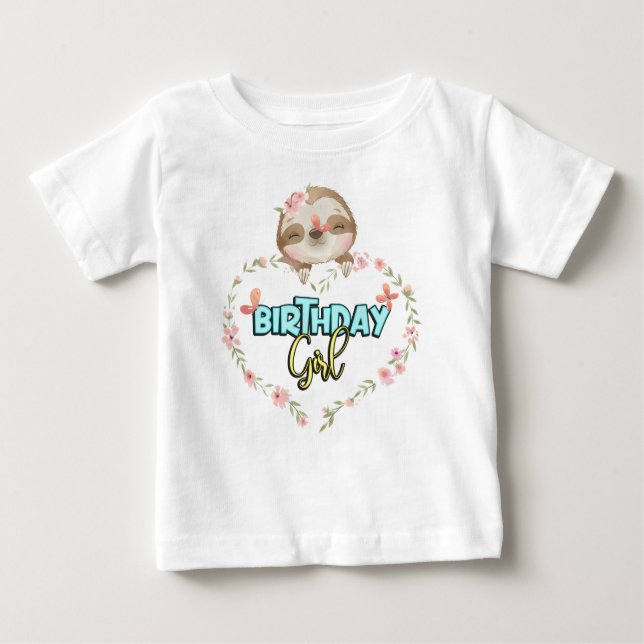 Sloth Birthday Girl Sloth Älskare Gifts T Shirt (Framsida)