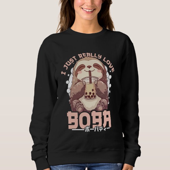 Sloth Boba Tea Kawaii Bubble Tea Sloth Anime Neko  T Shirt (Framsida)