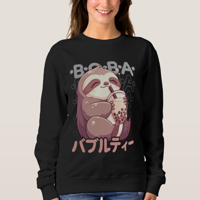 Sloth Boba Tea Kawaii Bubble Tea Sloth Anime Neko  T Shirt (Framsida)