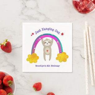 Sloth Boho Rainbow Birthday Cute Kawaii Sweet Namn Pappersservett