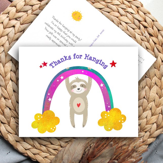 Sloth Boho Rainbow Birthday Cute Modern Tack Vykort (Skapare uppladdad)