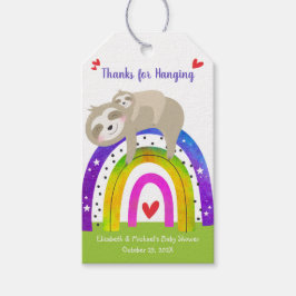 Sloth Boho Rainbow Gender Neutral Cute Baby Shower Presentetikett