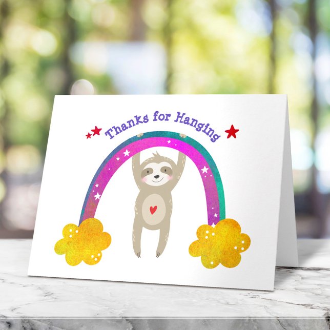 Sloth Boho Rainbow Whimsical Modern Birthday Cute Tack Kort (Skapare uppladdad)