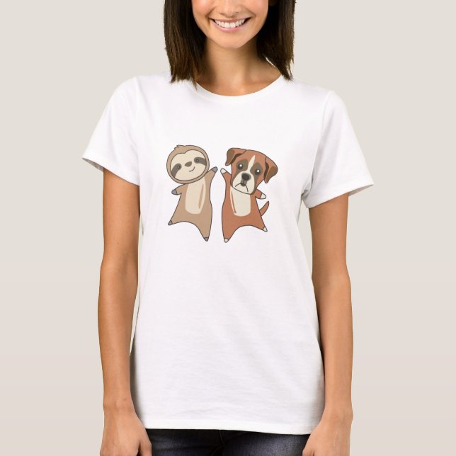 Sloth Boxer Hund Barn T Shirt (Framsida)