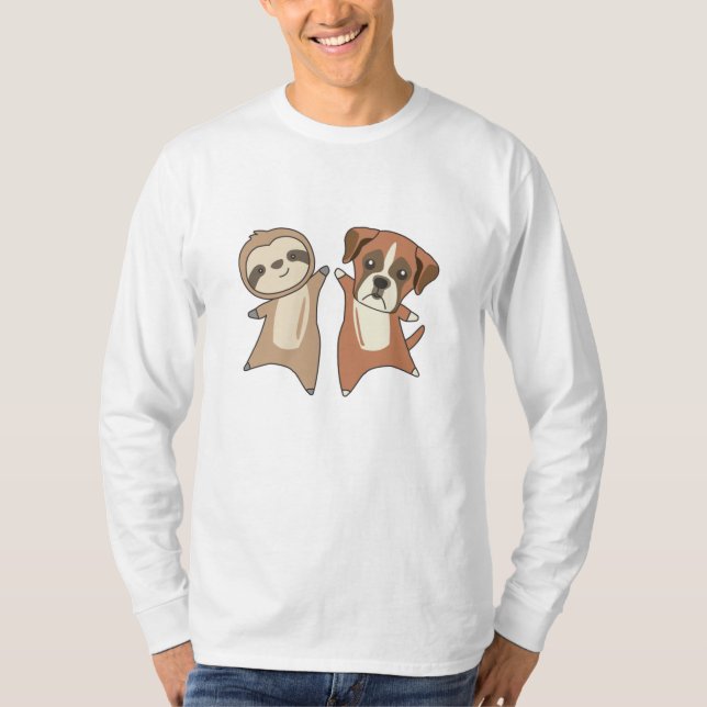 Sloth Boxer Hund Barn T Shirt (Framsida)