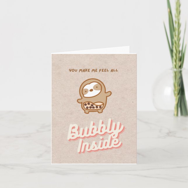 Sloth Bubble Tea Card Kort (Framsida)