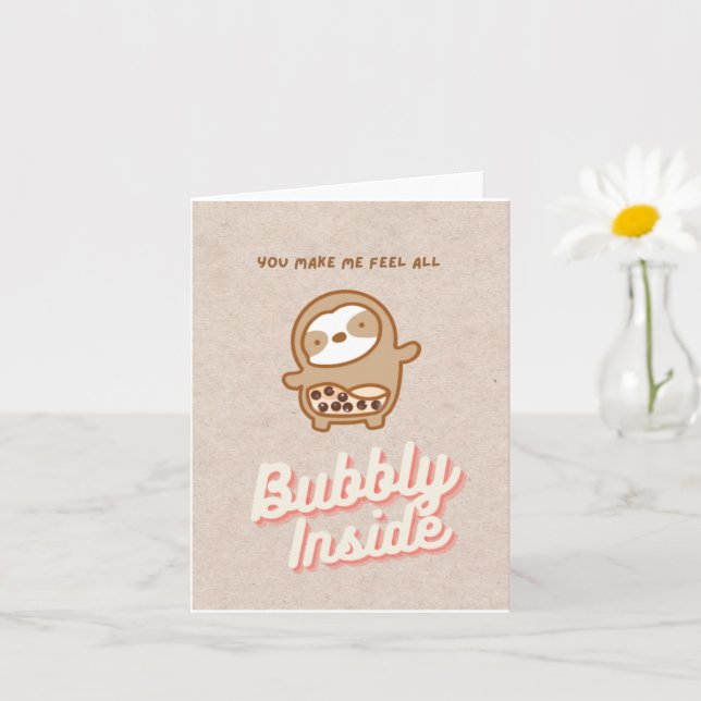 Sloth Bubble Tea Card Kort (Liten växt)