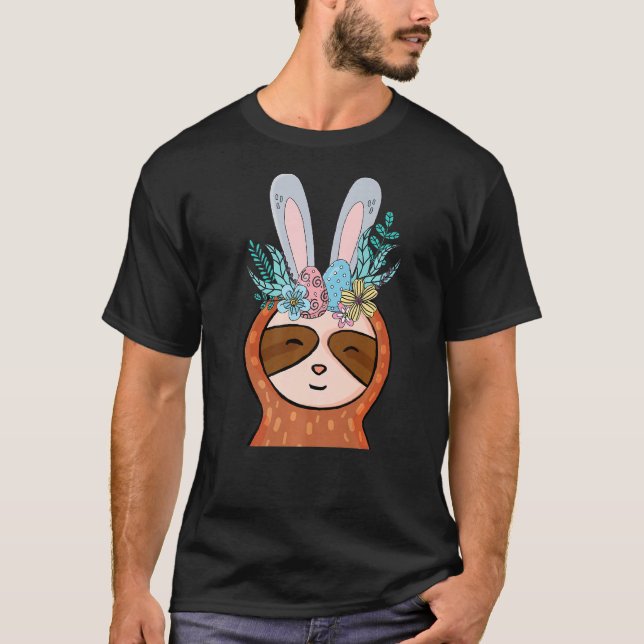 Sloth Bunny Påsk Day Cute Rabbit Egg Hunt Boys G T Shirt (Framsida)