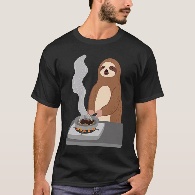 Sloth Burns Food Cooking Hobby Chef Ironic Sloth T Shirt (Framsida)