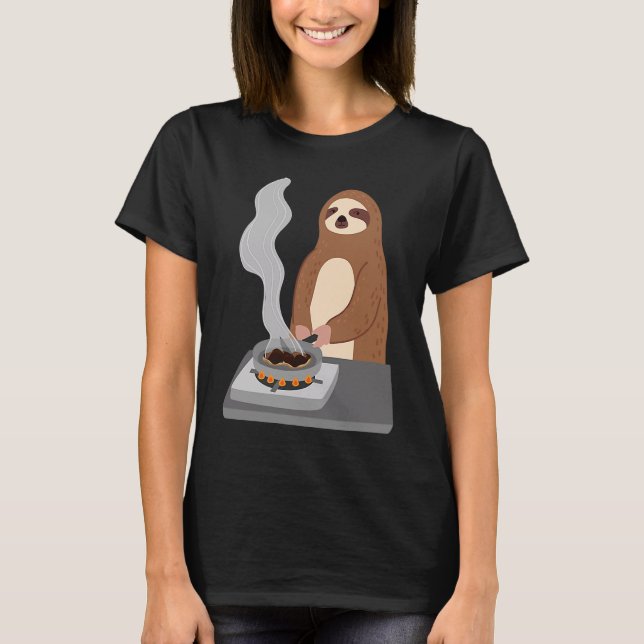 Sloth Burns Food Cooking Hobby Chef Ironic Sloth T Shirt (Framsida)