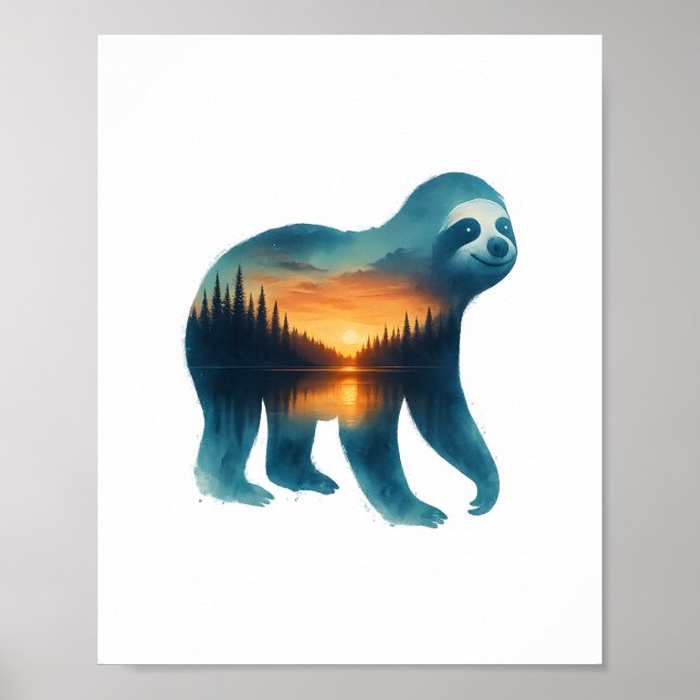 Sloth Camping Älskare Poster (Framsidan)