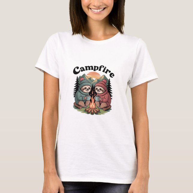 Sloth camping Team Official campfire T Shirt (Framsida)