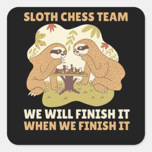 Sloth Chess Team Sloths spelar Mysiga schack Fyrkantigt Klistermärke