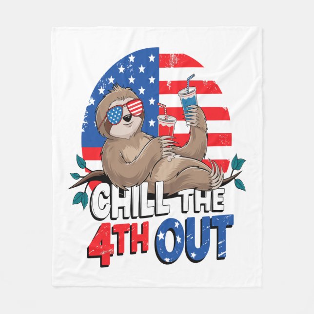 Sloth Chill, 4:e utsidan av Patriotic USA Fleecefilt (Framsidan)