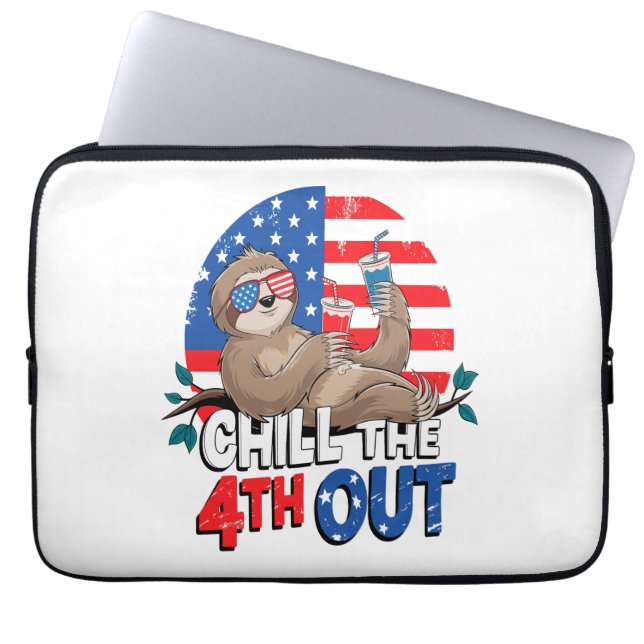 Sloth Chill, 4:e utsidan av Patriotic USA Laptop Fodral (Framsidan)